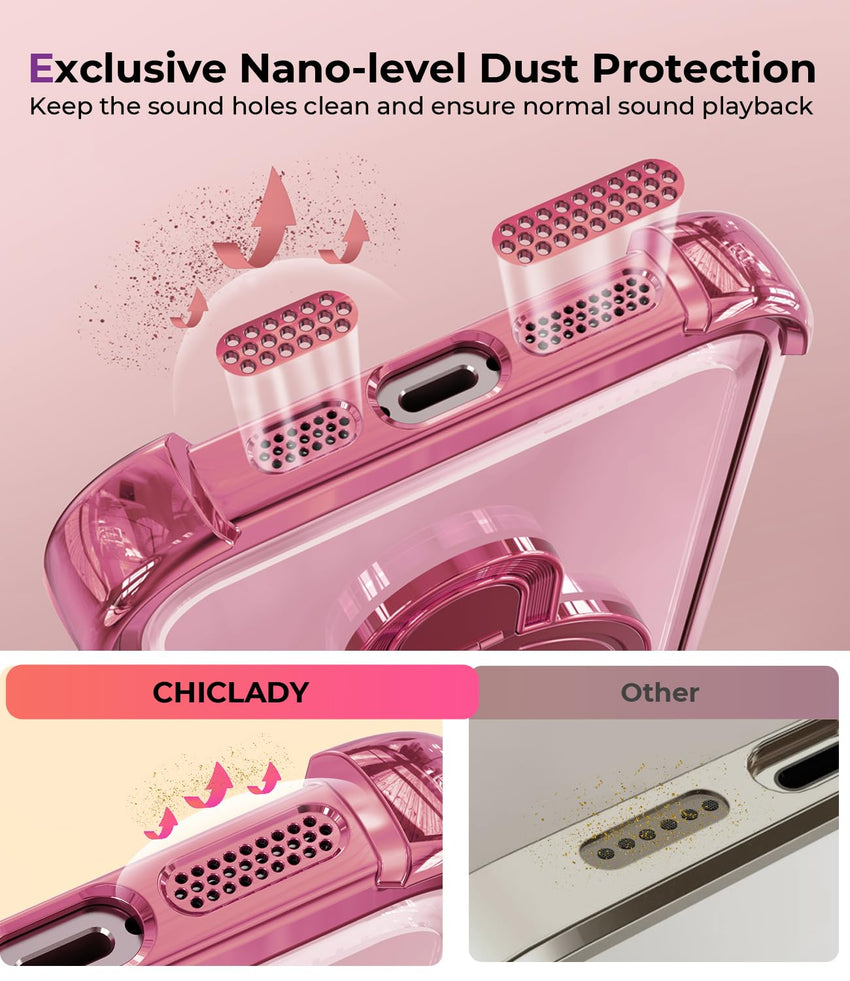 iPhone 16 Pro Max Case with Integrated Lens Protection, [Foldable Stand & Ring Holder] [Raised Cushioning Guard], Glitter Metallic Glossy Bumper Women Case 6.9 inch, Gold - 7DAY'S
