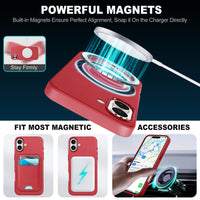iPhone 16 Pro Max, Magnetic Slim Case [Wireless Charging] Shockproof Anti - Slip Protective Phone Cover[Anti - Fingerprint] Compatible with iPhone 16 Pro Max 6.9", Raspberry Red - 7DAY'S