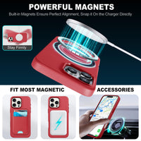 iPhone 16 Pro Max, Magnetic Slim Case [Wireless Charging] Shockproof Anti - Slip Protective Phone Cover[Anti - Fingerprint] Compatible with iPhone 16 Pro Max 6.9", Raspberry Red - 7DAY'S