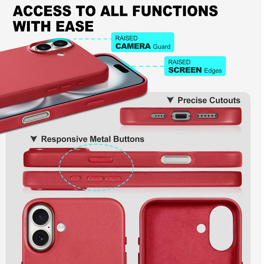iPhone 16 Pro Max, Magnetic Slim Case [Wireless Charging] Shockproof Anti - Slip Protective Phone Cover[Anti - Fingerprint] Compatible with iPhone 16 Pro Max 6.9", Raspberry Red - 7DAY'S