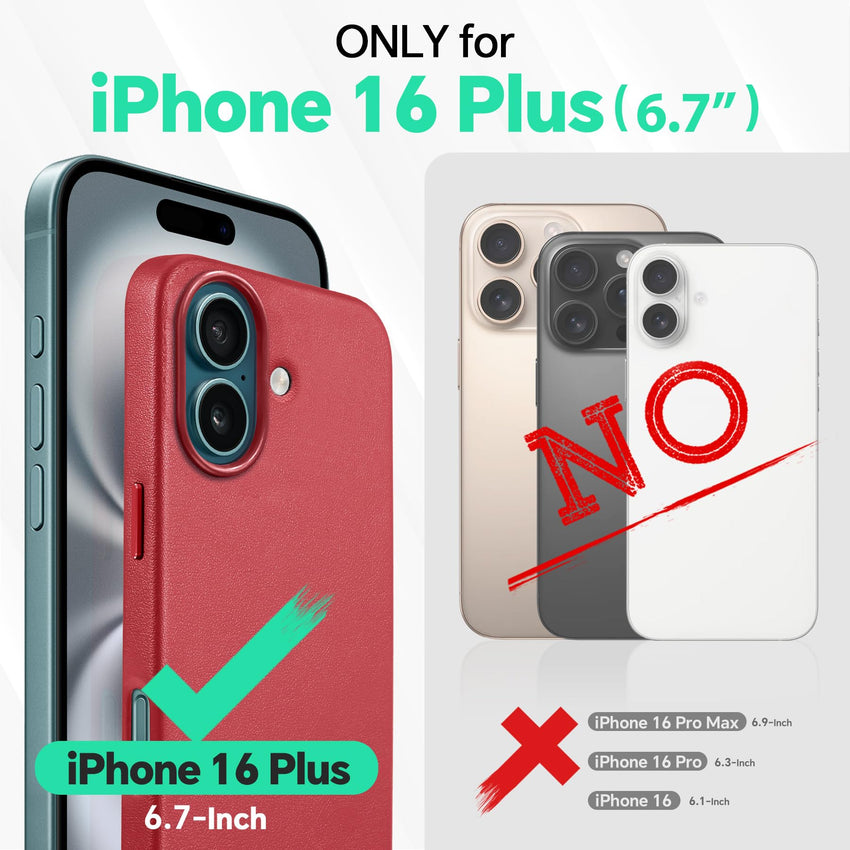 iPhone 16 Pro Max, Magnetic Slim Case [Wireless Charging] Shockproof Anti - Slip Protective Phone Cover[Anti - Fingerprint] Compatible with iPhone 16 Pro Max 6.9", Raspberry Red - 7DAY'S