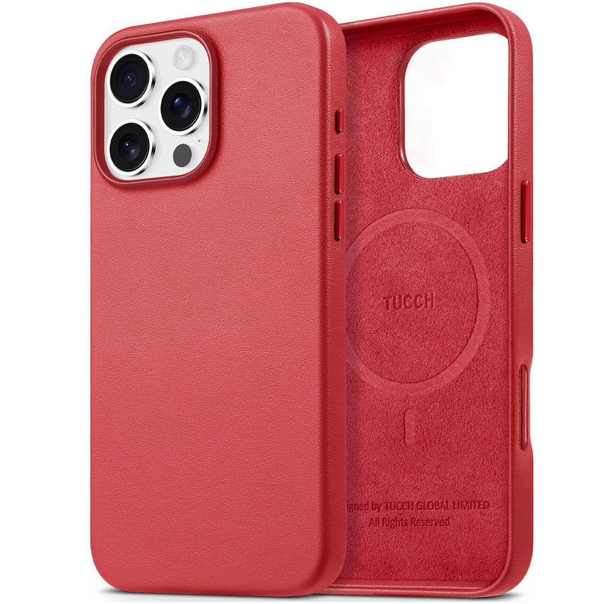 iPhone 16 Pro Max, Magnetic Slim Case [Wireless Charging] Shockproof Anti - Slip Protective Phone Cover[Anti - Fingerprint] Compatible with iPhone 16 Pro Max 6.9", Raspberry Red - 7DAY'S