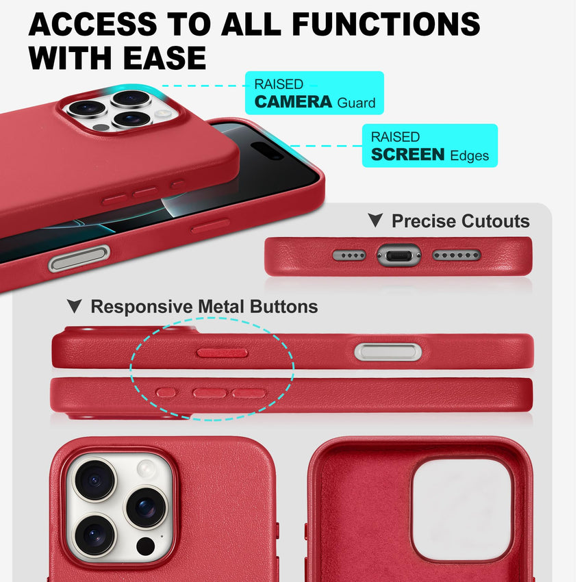 iPhone 16 Pro Max, Magnetic Slim Case [Wireless Charging] Shockproof Anti - Slip Protective Phone Cover[Anti - Fingerprint] Compatible with iPhone 16 Pro Max 6.9", Raspberry Red - 7DAY'S