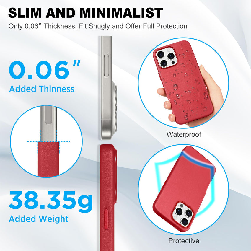 iPhone 16 Pro Max, Magnetic Slim Case [Wireless Charging] Shockproof Anti - Slip Protective Phone Cover[Anti - Fingerprint] Compatible with iPhone 16 Pro Max 6.9", Raspberry Red - 7DAY'S