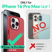 iPhone 16 Pro Max, Magnetic Slim Case [Wireless Charging] Shockproof Anti - Slip Protective Phone Cover[Anti - Fingerprint] Compatible with iPhone 16 Pro Max 6.9", Raspberry Red - 7DAY'S
