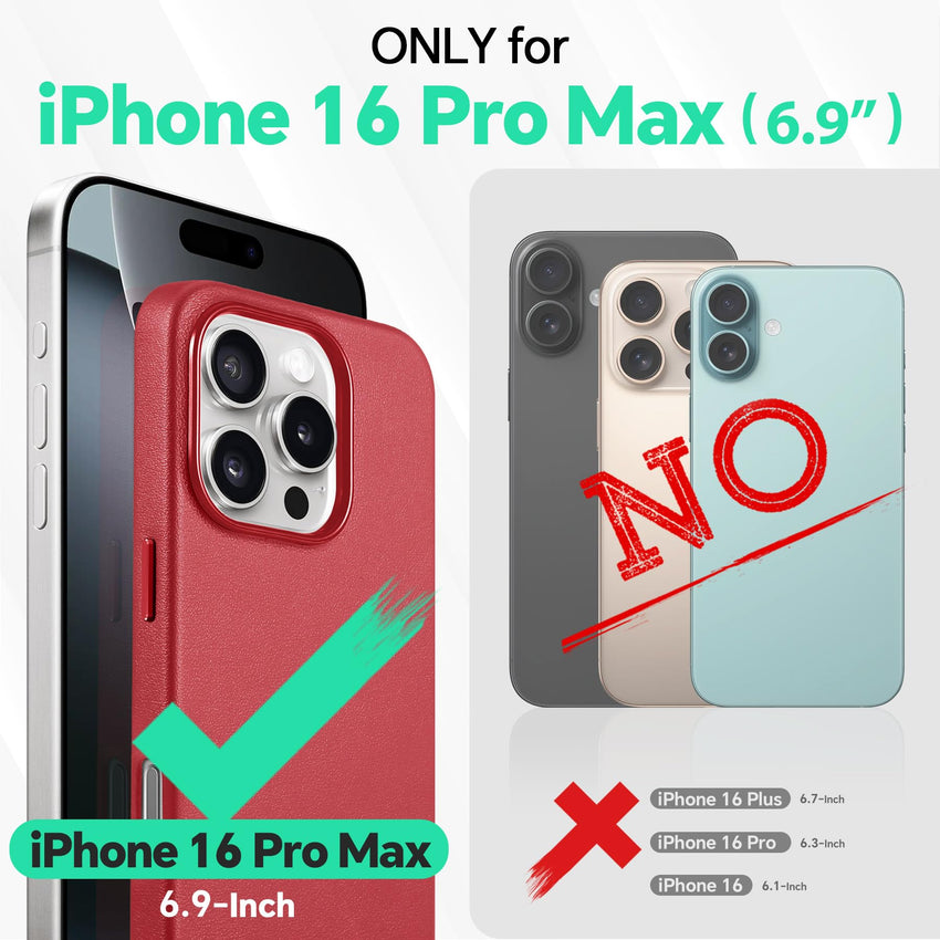 iPhone 16 Pro Max, Magnetic Slim Case [Wireless Charging] Shockproof Anti - Slip Protective Phone Cover[Anti - Fingerprint] Compatible with iPhone 16 Pro Max 6.9", Raspberry Red - 7DAY'S