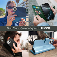 iPhone 16 Pro Max, RFID Blocking [4 Card Holders] Kickstand Shockproof TPU Interior Shell, PU Leather Magnetic Flip Folio Cover 2024, Black - 7DAY'S