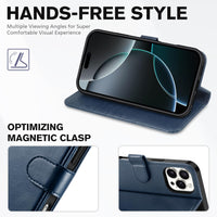 iPhone 16 Pro Max, RFID Blocking [4 Card Holders] Kickstand Shockproof TPU Interior Shell, PU Leather Magnetic Flip Folio Cover 2024, Black - 7DAY'S