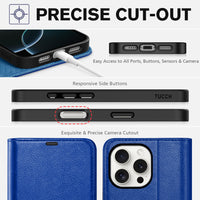 iPhone 16 Pro Max, RFID Blocking [4 Card Holders] Kickstand Shockproof TPU Interior Shell, PU Leather Magnetic Flip Folio Cover 2024, Black - 7DAY'S