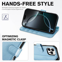 iPhone 16 Pro Max, RFID Blocking [4 Card Holders] Kickstand Shockproof TPU Interior Shell, PU Leather Magnetic Flip Folio Cover 2024, Black - 7DAY'S
