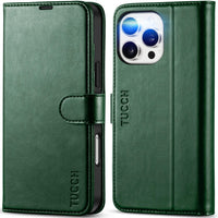iPhone 16 Pro Max, RFID Blocking [4 Card Holders] Kickstand Shockproof TPU Interior Shell, PU Leather Magnetic Flip Folio Cover 2024, Black - 7DAY'S