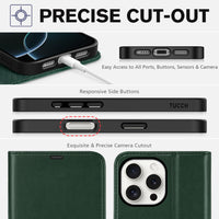 iPhone 16 Pro Max, RFID Blocking [4 Card Holders] Kickstand Shockproof TPU Interior Shell, PU Leather Magnetic Flip Folio Cover 2024, Black - 7DAY'S