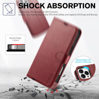 iPhone 16 Pro Max, RFID Blocking [4 Card Holders] Kickstand Shockproof TPU Interior Shell, PU Leather Magnetic Flip Folio Cover 2024, Black - 7DAY'S
