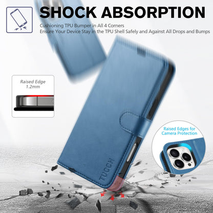 iPhone 16 Pro Max, RFID Blocking [4 Card Holders] Kickstand Shockproof TPU Interior Shell, PU Leather Magnetic Flip Folio Cover 2024, Black - 7DAY'S
