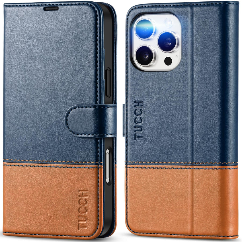 iPhone 16 Pro Max, RFID Blocking [4 Card Holders] Kickstand Shockproof TPU Interior Shell, PU Leather Magnetic Flip Folio Cover 2024, Black - 7DAY'S