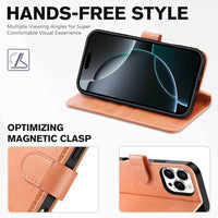 iPhone 16 Pro Max, RFID Blocking [4 Card Holders] Kickstand Shockproof TPU Interior Shell, PU Leather Magnetic Flip Folio Cover 2024, Black - 7DAY'S