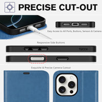 iPhone 16 Pro Max, RFID Blocking [4 Card Holders] Kickstand Shockproof TPU Interior Shell, PU Leather Magnetic Flip Folio Cover 2024, Black - 7DAY'S