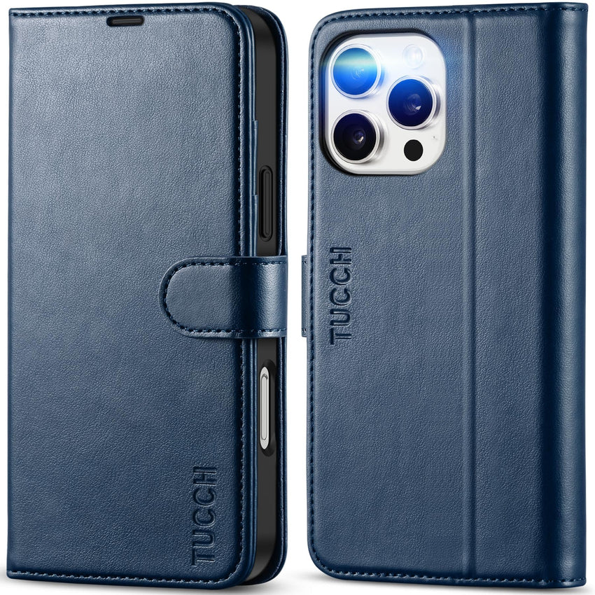 iPhone 16 Pro Max, RFID Blocking [4 Card Holders] Kickstand Shockproof TPU Interior Shell, PU Leather Magnetic Flip Folio Cover 2024, Black - 7DAY'S