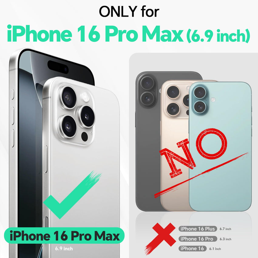 iPhone 16 Pro Max, RFID Blocking [4 Card Holders] Kickstand Shockproof TPU Interior Shell, PU Leather Magnetic Flip Folio Cover 2024, Black - 7DAY'S