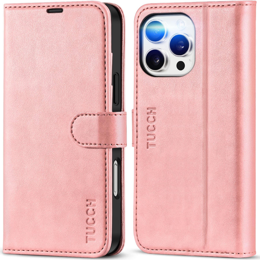 iPhone 16 Pro Max, RFID Blocking [4 Card Holders] Kickstand Shockproof TPU Interior Shell, PU Leather Magnetic Flip Folio Cover 2024, Black - 7DAY'S