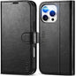 iPhone 16 Pro Max, RFID Blocking [4 Card Holders] Kickstand Shockproof TPU Interior Shell, PU Leather Magnetic Flip Folio Cover 2024, Black - 7DAY'S
