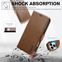 iPhone 16 Pro Max, RFID Blocking [4 Card Holders] Kickstand Shockproof TPU Interior Shell, PU Leather Magnetic Flip Folio Cover 2024, Black - 7DAY'S
