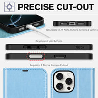 iPhone 16 Pro Max, RFID Blocking [4 Card Holders] Kickstand Shockproof TPU Interior Shell, PU Leather Magnetic Flip Folio Cover 2024, Black - 7DAY'S