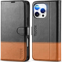 iPhone 16 Pro Max, RFID Blocking [4 Card Holders] Kickstand Shockproof TPU Interior Shell, PU Leather Magnetic Flip Folio Cover 2024, Black - 7DAY'S