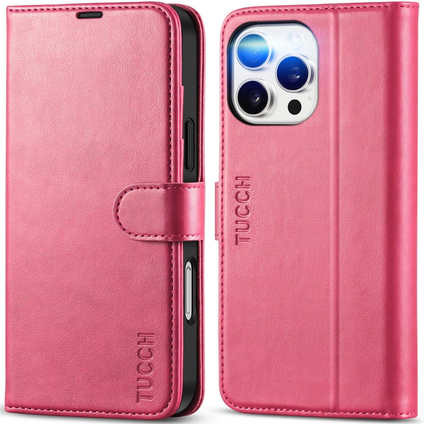 iPhone 16 Pro Max, RFID Blocking [4 Card Holders] Kickstand Shockproof TPU Interior Shell, PU Leather Magnetic Flip Folio Cover 2024, Black - 7DAY'S
