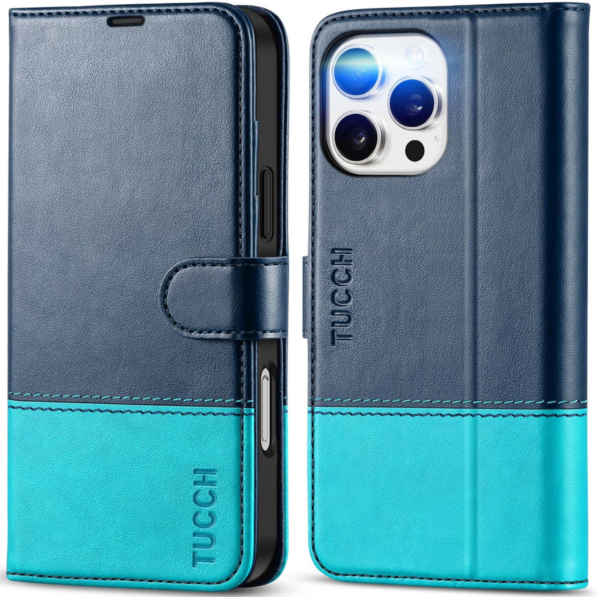 iPhone 16 Pro Max, RFID Blocking [4 Card Holders] Kickstand Shockproof TPU Interior Shell, PU Leather Magnetic Flip Folio Cover 2024, Black - 7DAY'S