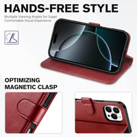 iPhone 16 Pro Max, RFID Blocking [4 Card Holders] Kickstand Shockproof TPU Interior Shell, PU Leather Magnetic Flip Folio Cover 2024, Black - 7DAY'S