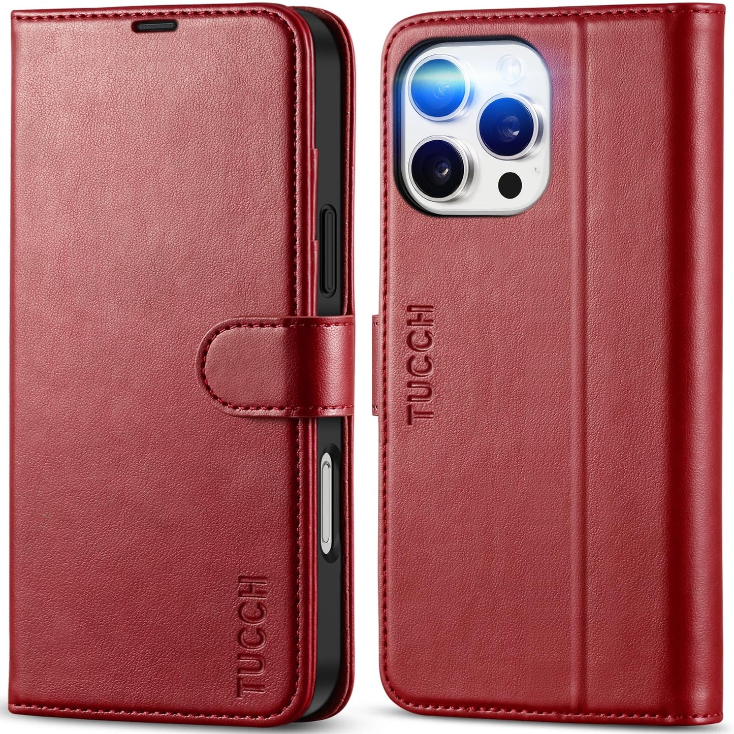 iPhone 16 Pro Max, RFID Blocking [4 Card Holders] Kickstand Shockproof TPU Interior Shell, PU Leather Magnetic Flip Folio Cover 2024, Black - 7DAY'S