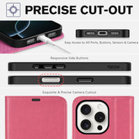 iPhone 16 Pro, RFID Blocking [4 Card Holder] Kickstand [Shockproof TPU Inner Shell] PU Leather Magnetic Protective Flip Cover 6.3“ 2024, Black - 7DAY'S