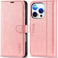 iPhone 16 Pro, RFID Blocking [4 Card Holder] Kickstand [Shockproof TPU Inner Shell] PU Leather Magnetic Protective Flip Cover 6.3“ 2024, Black - 7DAY'S