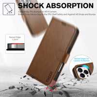 iPhone 16 Pro, RFID Blocking [4 Card Holder] Kickstand [Shockproof TPU Inner Shell] PU Leather Magnetic Protective Flip Cover 6.3“ 2024, Black - 7DAY'S