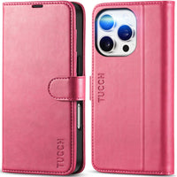 iPhone 16 Pro, RFID Blocking [4 Card Holder] Kickstand [Shockproof TPU Inner Shell] PU Leather Magnetic Protective Flip Cover 6.3“ 2024, Black - 7DAY'S