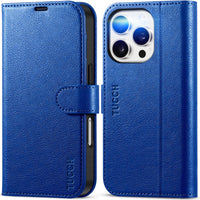 iPhone 16 Pro, RFID Blocking [4 Card Holder] Kickstand [Shockproof TPU Inner Shell] PU Leather Magnetic Protective Flip Cover 6.3“ 2024, Black - 7DAY'S
