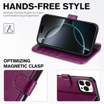 iPhone 16 Pro, RFID Blocking [4 Card Holder] Kickstand [Shockproof TPU Inner Shell] PU Leather Magnetic Protective Flip Cover 6.3“ 2024, Black - 7DAY'S