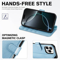 iPhone 16 Pro, RFID Blocking [4 Card Holder] Kickstand [Shockproof TPU Inner Shell] PU Leather Magnetic Protective Flip Cover 6.3“ 2024, Black - 7DAY'S