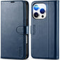 iPhone 16 Pro, RFID Blocking [4 Card Holder] Kickstand [Shockproof TPU Inner Shell] PU Leather Magnetic Protective Flip Cover 6.3“ 2024, Black - 7DAY'S