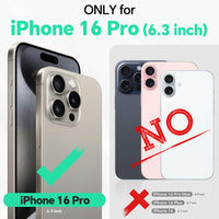 iPhone 16 Pro, RFID Blocking [4 Card Holder] Kickstand [Shockproof TPU Inner Shell] PU Leather Magnetic Protective Flip Cover 6.3“ 2024, Black - 7DAY'S