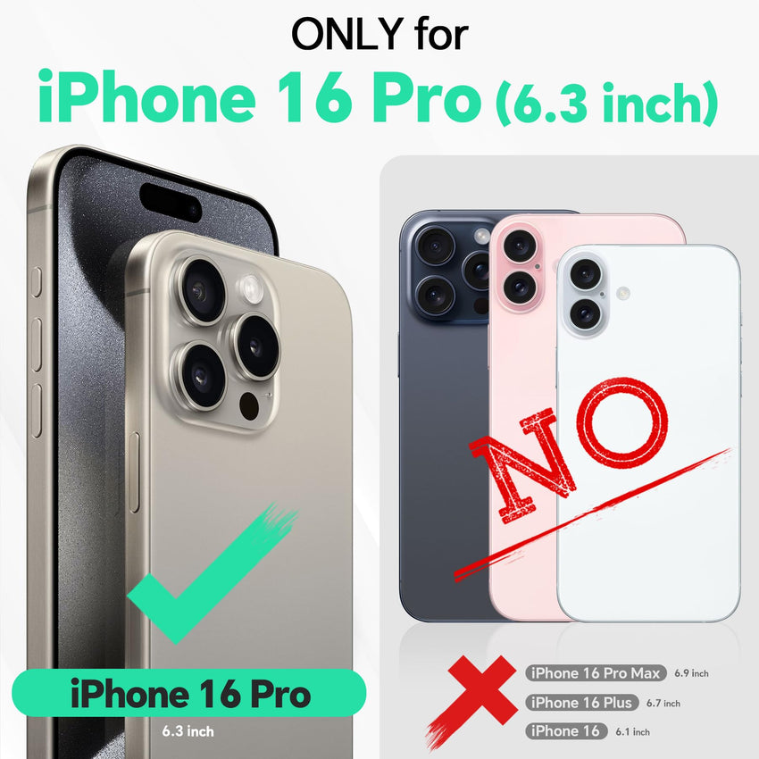 iPhone 16 Pro, RFID Blocking [4 Card Holder] Kickstand [Shockproof TPU Inner Shell] PU Leather Magnetic Protective Flip Cover 6.3“ 2024, Black - 7DAY'S