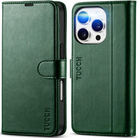 iPhone 16 Pro, RFID Blocking [4 Card Holder] Kickstand [Shockproof TPU Inner Shell] PU Leather Magnetic Protective Flip Cover 6.3“ 2024, Black - 7DAY'S