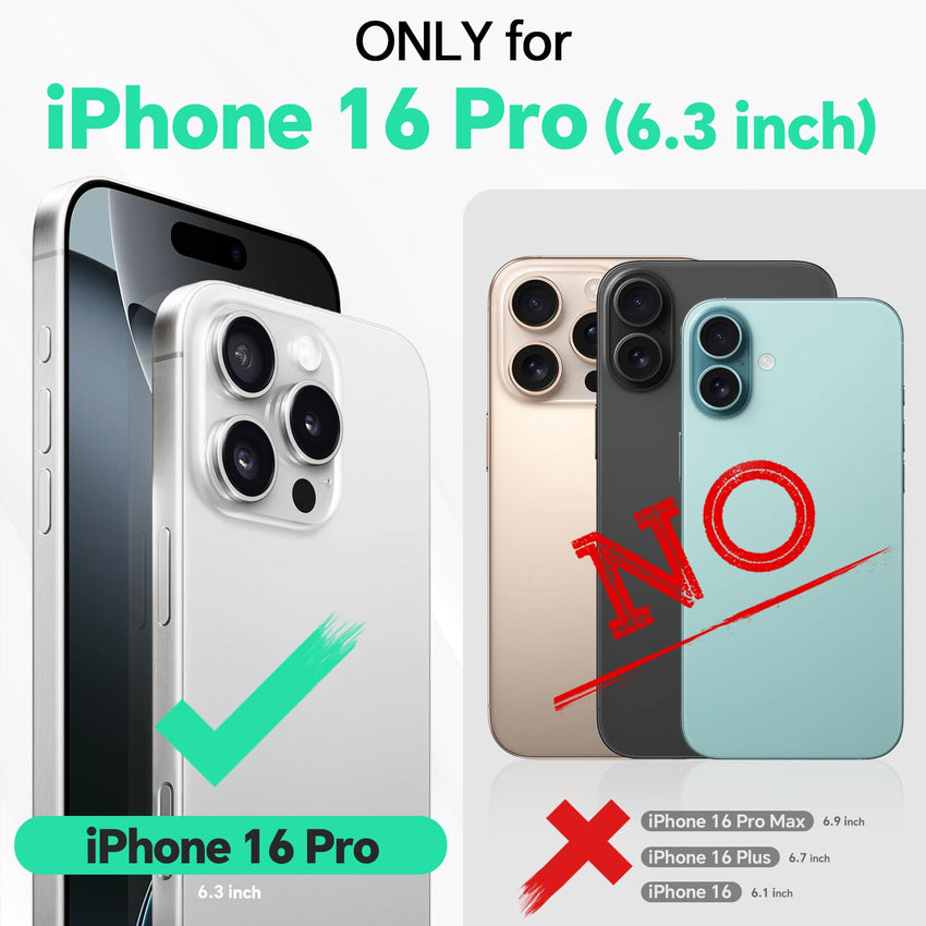 iPhone 16 Pro, RFID Blocking [4 Card Holder] Kickstand [Shockproof TPU Inner Shell] PU Leather Magnetic Protective Flip Cover 6.3“ 2024, Black - 7DAY'S
