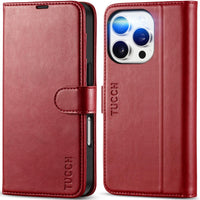 iPhone 16 Pro, RFID Blocking [4 Card Holder] Kickstand [Shockproof TPU Inner Shell] PU Leather Magnetic Protective Flip Cover 6.3“ 2024, Black - 7DAY'S