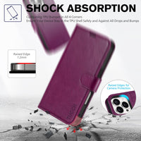 iPhone 16 Pro, RFID Blocking [4 Card Holder] Kickstand [Shockproof TPU Inner Shell] PU Leather Magnetic Protective Flip Cover 6.3“ 2024, Black - 7DAY'S