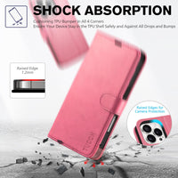 iPhone 16 Pro, RFID Blocking [4 Card Holder] Kickstand [Shockproof TPU Inner Shell] PU Leather Magnetic Protective Flip Cover 6.3“ 2024, Black - 7DAY'S