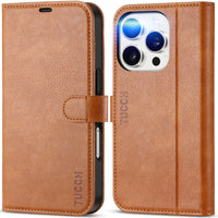 iPhone 16 Pro, RFID Blocking [4 Card Holder] Kickstand [Shockproof TPU Inner Shell] PU Leather Magnetic Protective Flip Cover 6.3“ 2024, Black - 7DAY'S