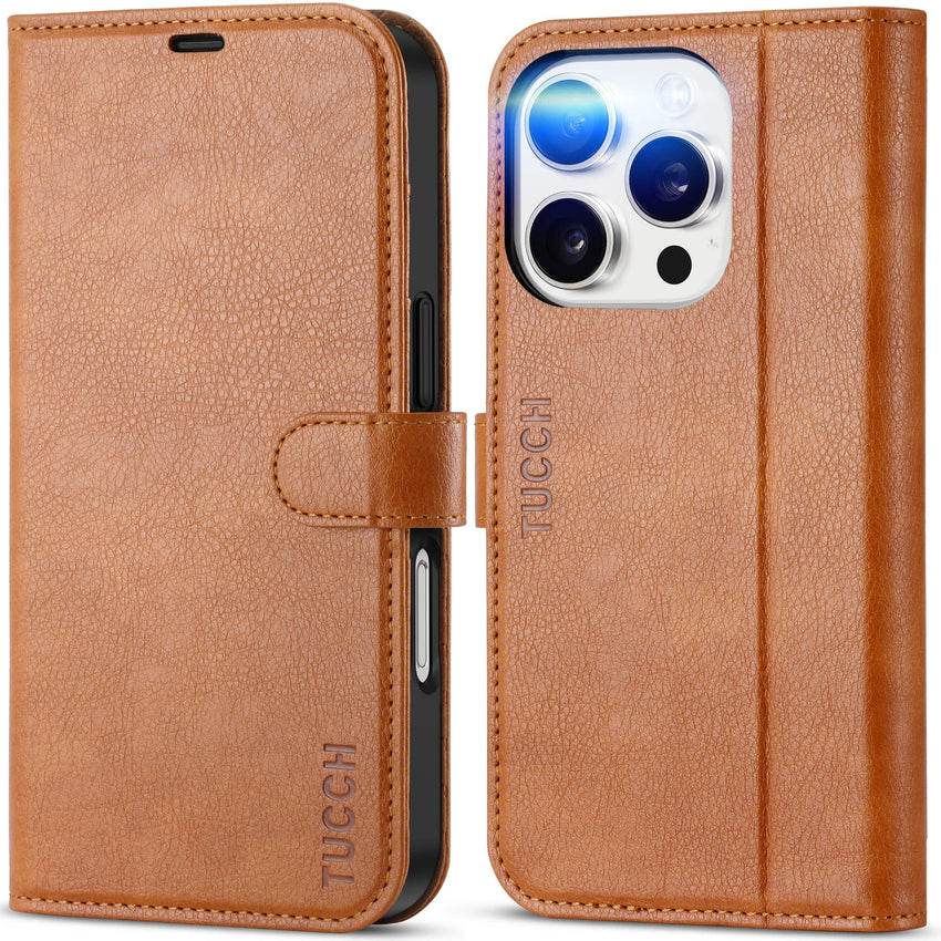 iPhone 16 Pro, RFID Blocking [4 Card Holder] Kickstand [Shockproof TPU Inner Shell] PU Leather Magnetic Protective Flip Cover 6.3“ 2024, Black - 7DAY'S
