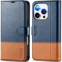 iPhone 16 Pro, RFID Blocking [4 Card Holder] Kickstand [Shockproof TPU Inner Shell] PU Leather Magnetic Protective Flip Cover 6.3“ 2024, Black - 7DAY'S
